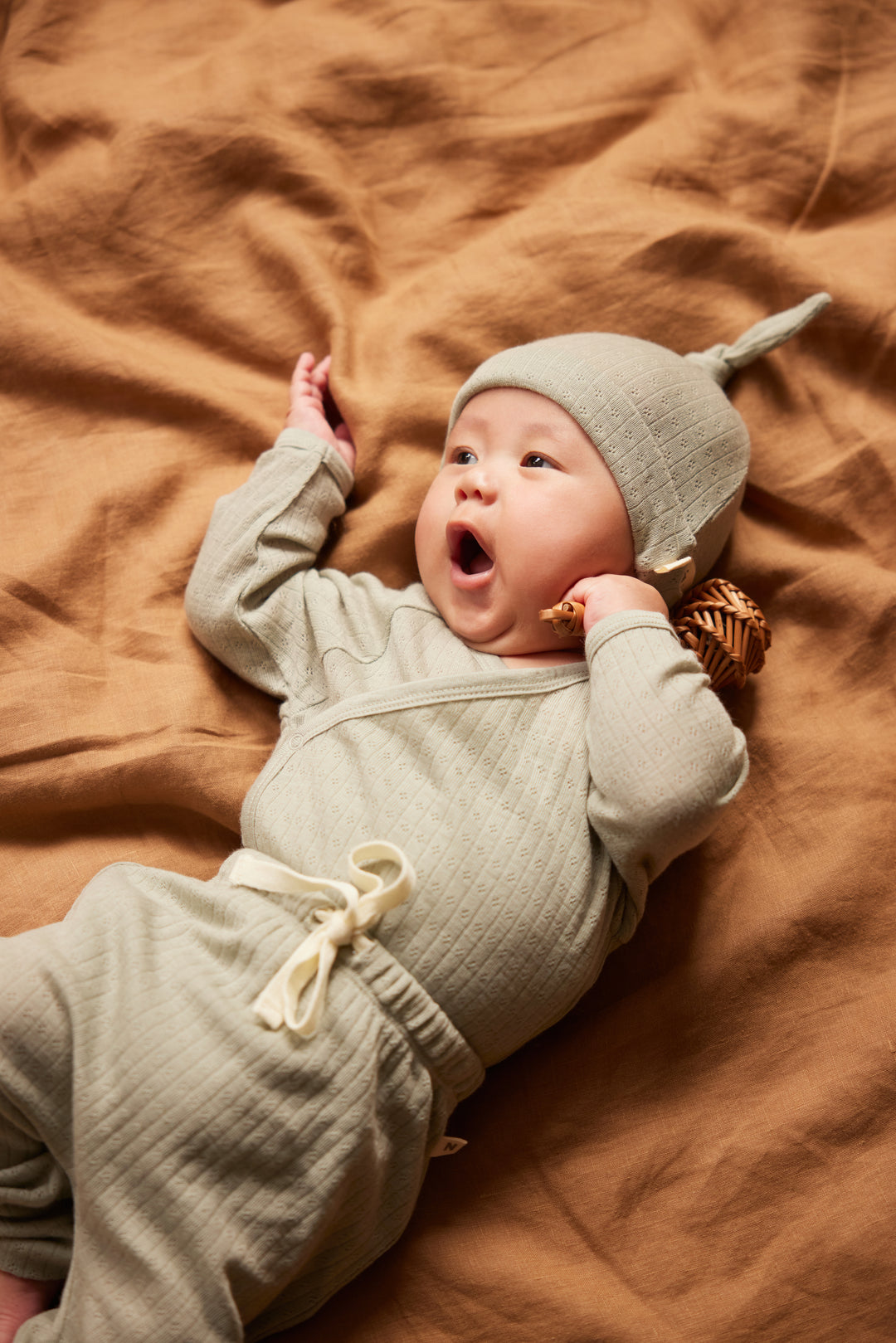 Nature Baby Kimono Jacket - Nettle Pinstripe