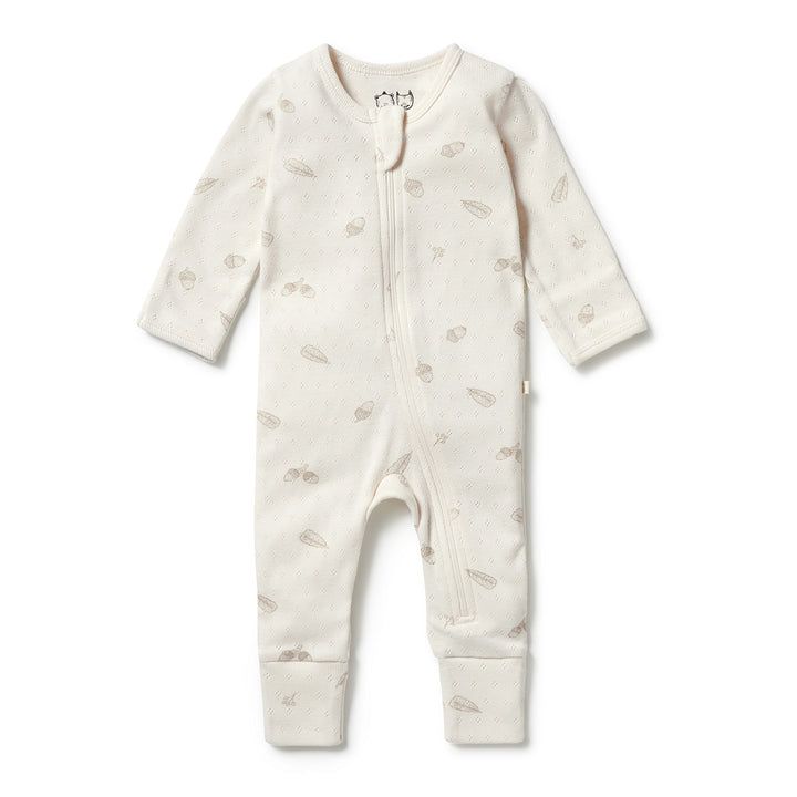 Wilson and Frenchy Organic Pointelle Zipsuit with Feet - Little Acorn