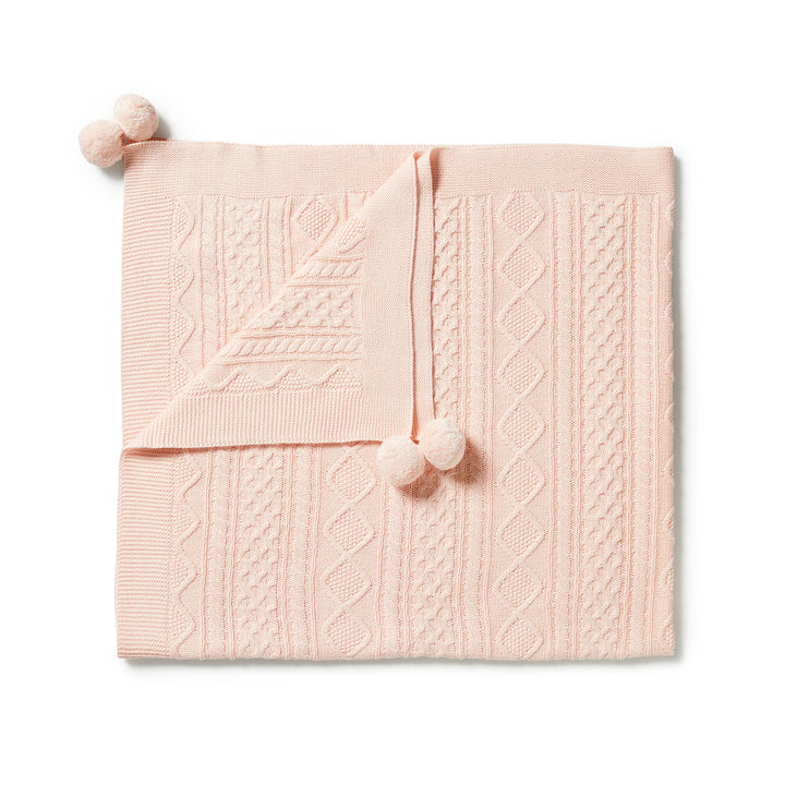 Wilson and Frenchy Knitted Mini Cable Blanket - Blush