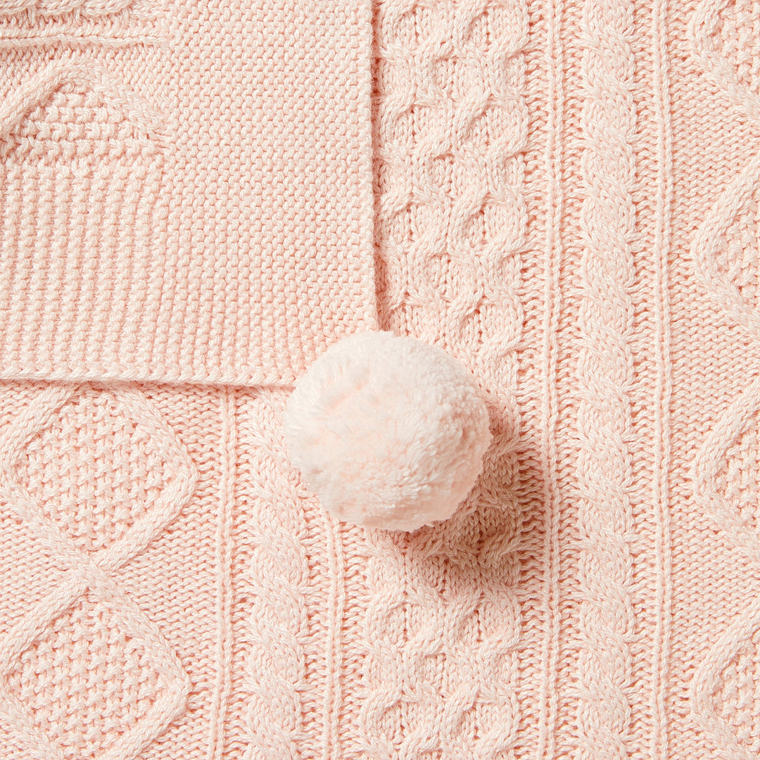 Wilson and Frenchy Knitted Mini Cable Blanket - Blush