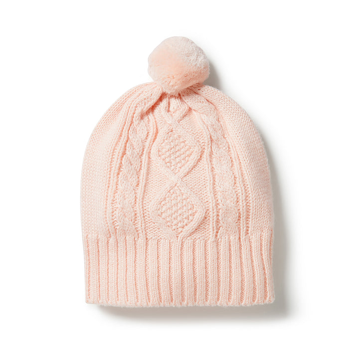 Wilson and Frenchy Knitted Mini Cable Hat - Blush