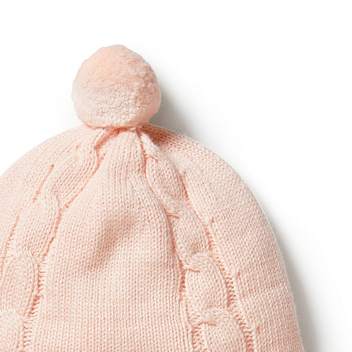 Wilson and Frenchy Knitted Mini Cable Bonnet - Blush