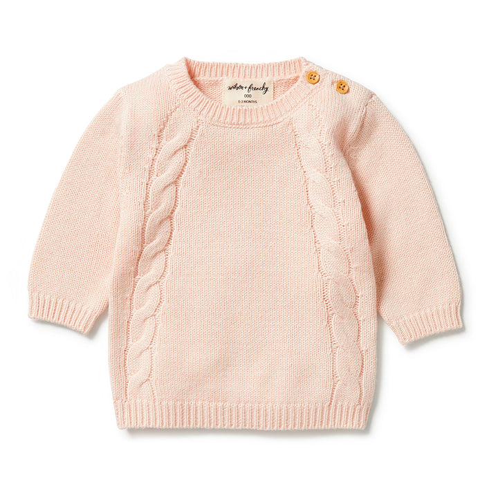 Wilson and Frenchy Knitted Mini Cable Jumper - Blush