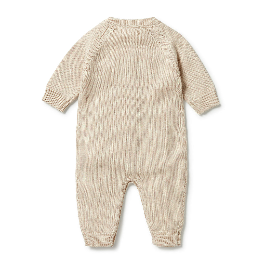 Wilson and Frenchy Knitted Button Growsuit - Oatmeal Melange