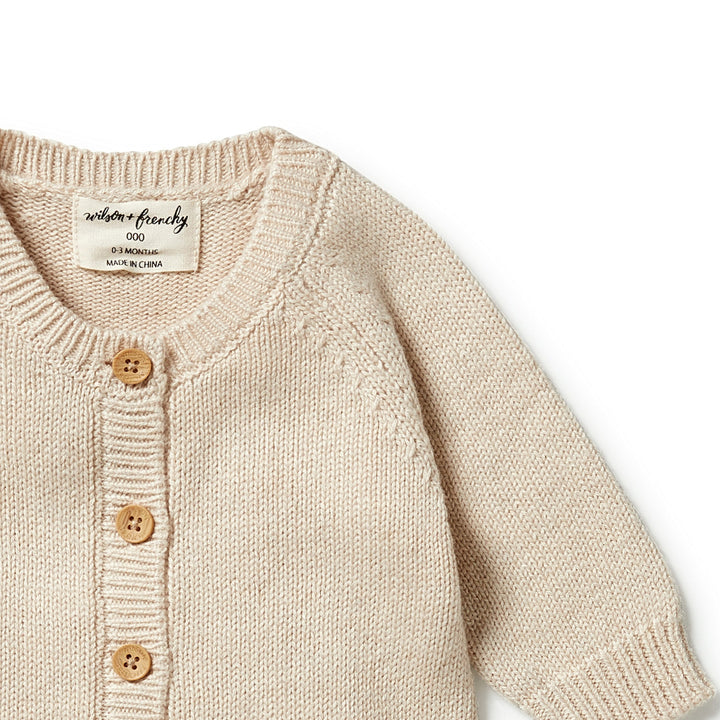 Wilson and Frenchy Knitted Button Growsuit - Oatmeal Melange