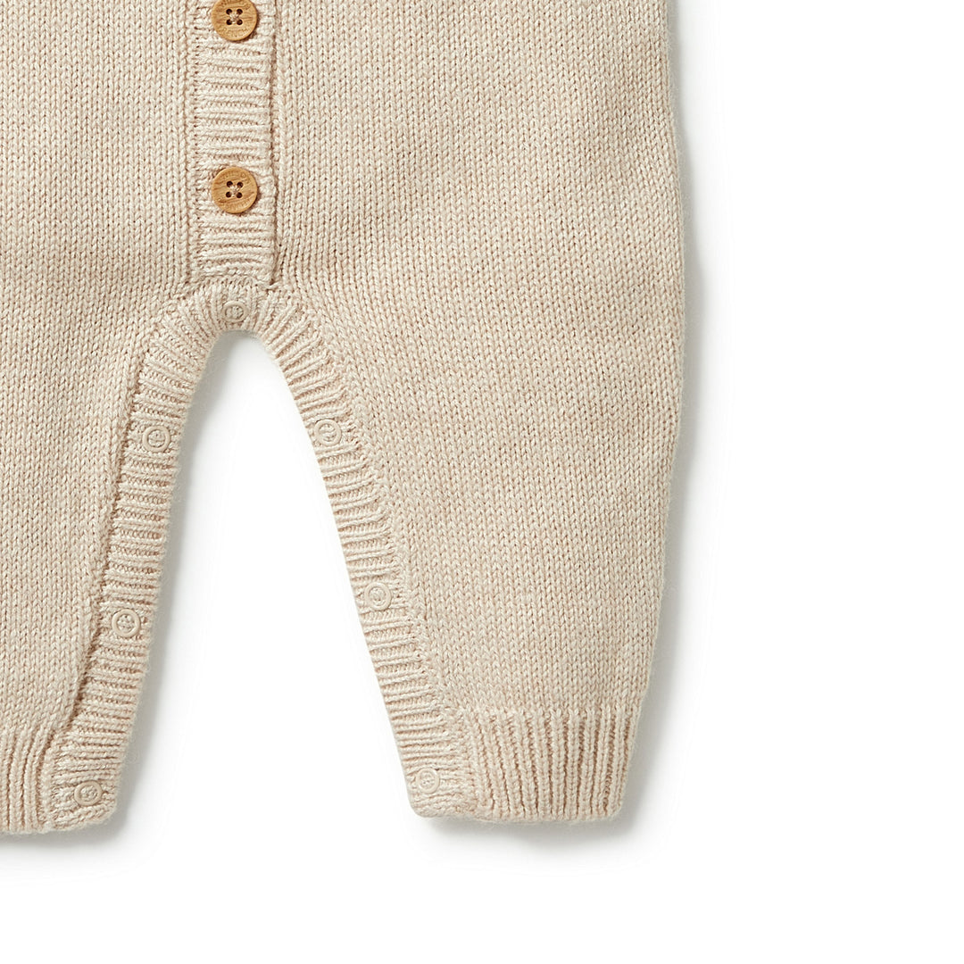 Wilson and Frenchy Knitted Button Growsuit - Oatmeal Melange