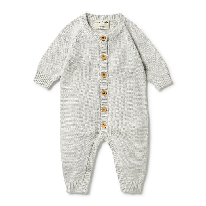 Wilson and Frenchy Knitted Button Growsuit - Grey Melange