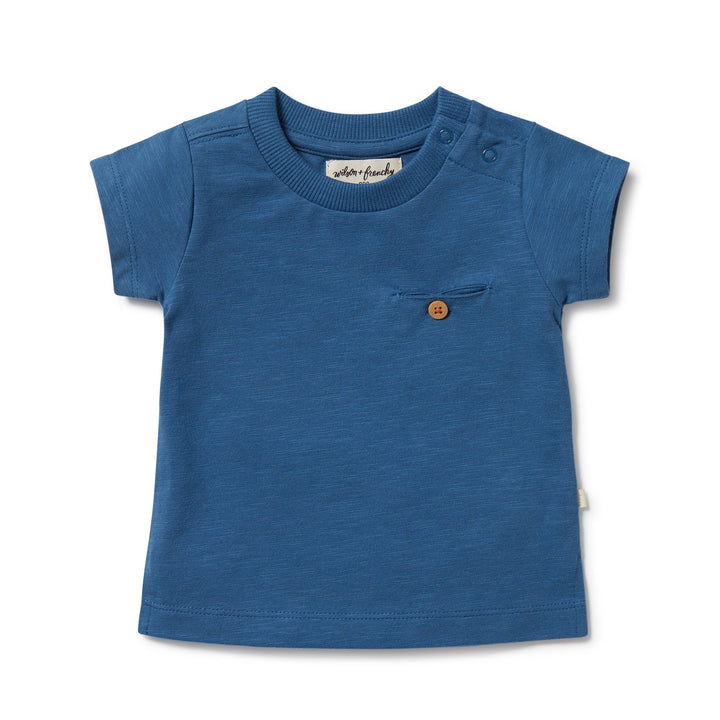 Wilson and Frenchy Dark Blue Organic Pocket Tee