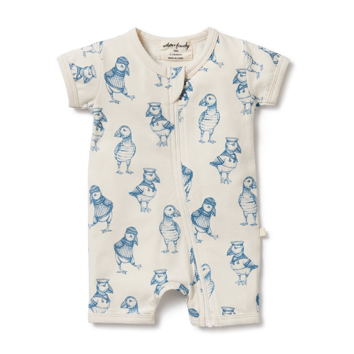 Wilson and Frenchy Petit Puffin Organic Boyleg Zipsuit