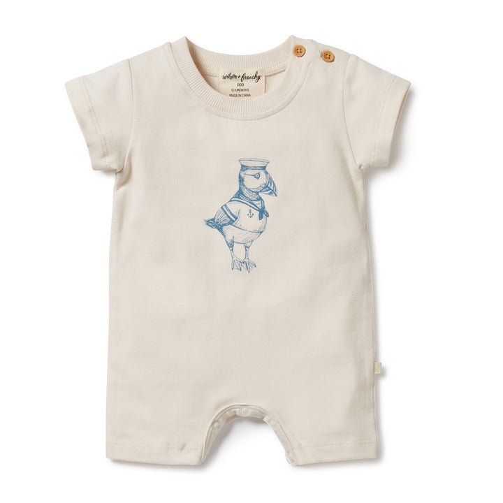 Wilson and Frenchy Petit Puffin Organic Boyleg Growsuit