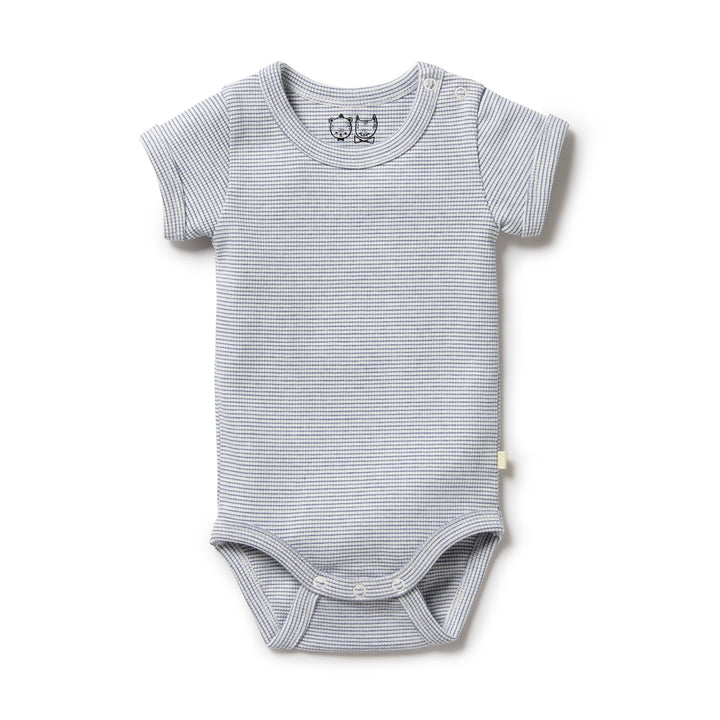 Wilson and Frenchy Organic Stripe Rib Bodysuit - Rain Drop