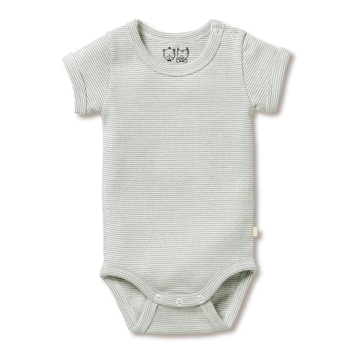 Wilson and Frenchy Organic Stripe Rib Bodysuit - Fern