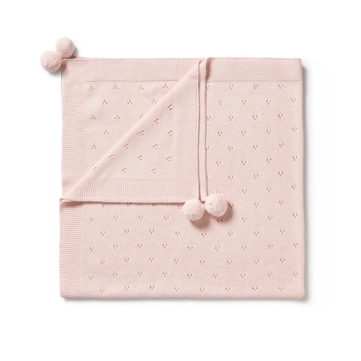 Wilson and Frenchy Knitted Pointelle Blanket - Pink