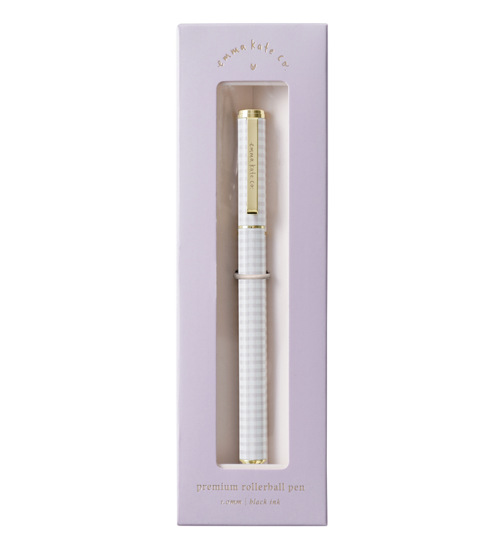 Emma Kate Co. Metal Rollerball Pen | Lilac Gingham